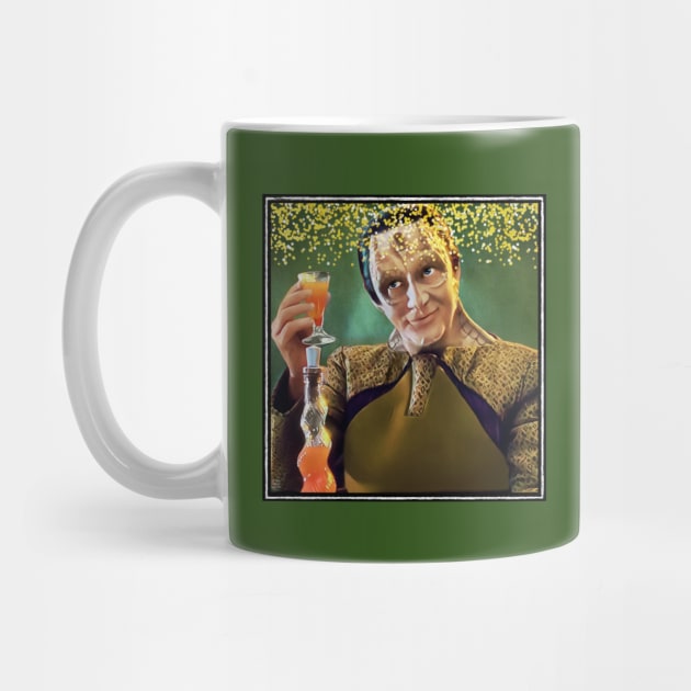 Cheers from Space Murder Lizard Gold Flecks Coffee Cup Design by OrionLodubyal